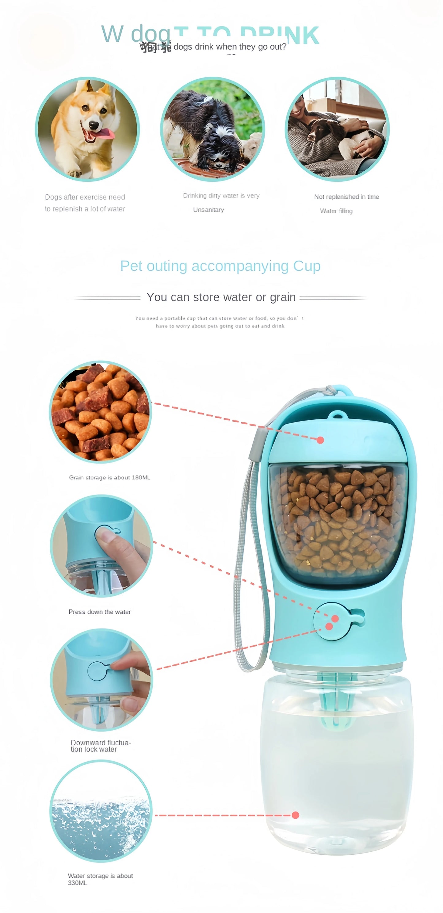 2-in-1 Travel Pet Feeder